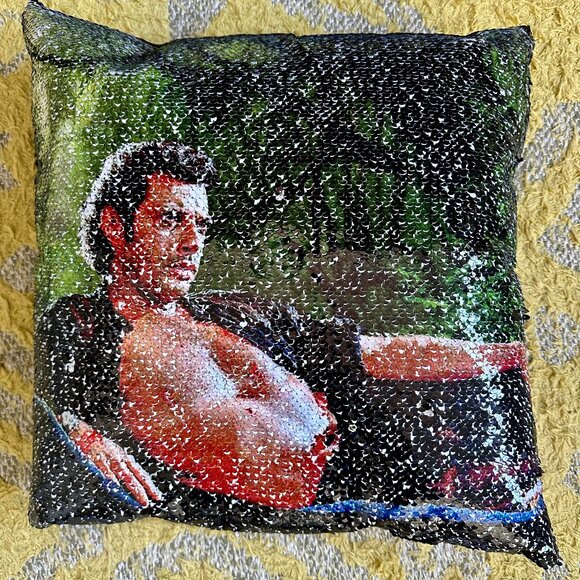 Jeff Golblum x Jurassic Park Magic Sequin Accent Pillow - Picture 1 of 4